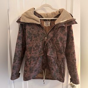 Burton Dusty Pink Floral Coat with Fur lining